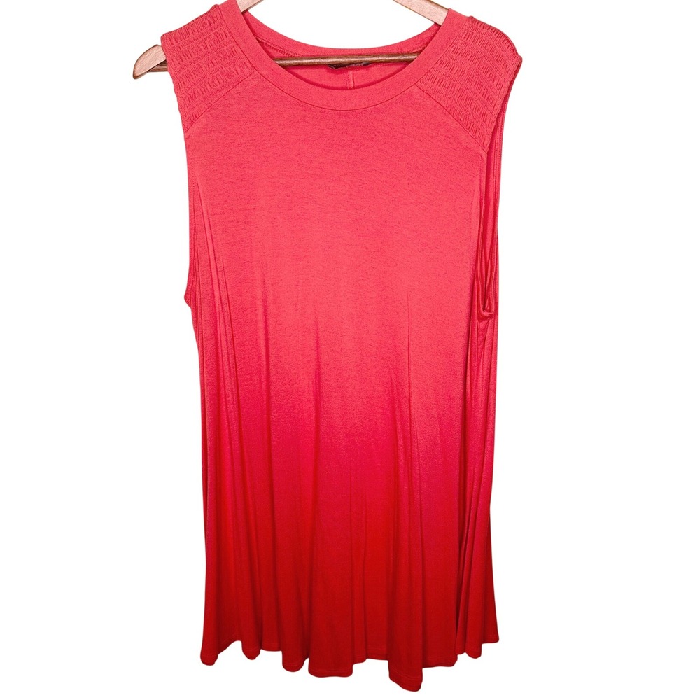 Lane Bryant Womens Fuchsia Pink Smocked Shoulder Sleeveless Flowy Knit Top 22/24